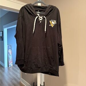 Women’s plus size Fanatics Black Lace-Up Hoodie with Logo